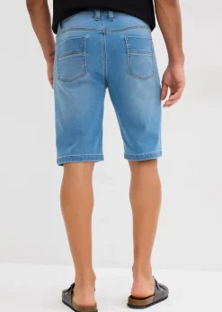bonprix Große Größen|Shorts|Sweat-Jeans-Bermuda, Slim Fit (2er Pack) dunkelblau denim+hellblau denim