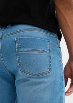 bonprix Große Größen|Shorts|Sweat-Jeans-Bermuda, Slim Fit (2er Pack) dunkelblau denim+hellblau denim