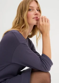 bonprix Kleider|Sweat|Sweatkleid, 3/4 Arm, innen weich angerauht blaubeere