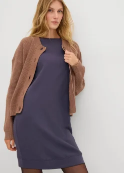 bonprix Kleider|Sweat|Sweatkleid, 3/4 Arm, innen weich angerauht blaubeere