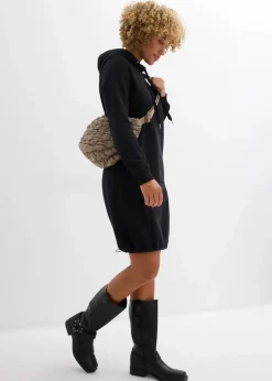 bonprix Kleider|Sweat|Sweatkleid aus Baumwoll-Mix schwarz