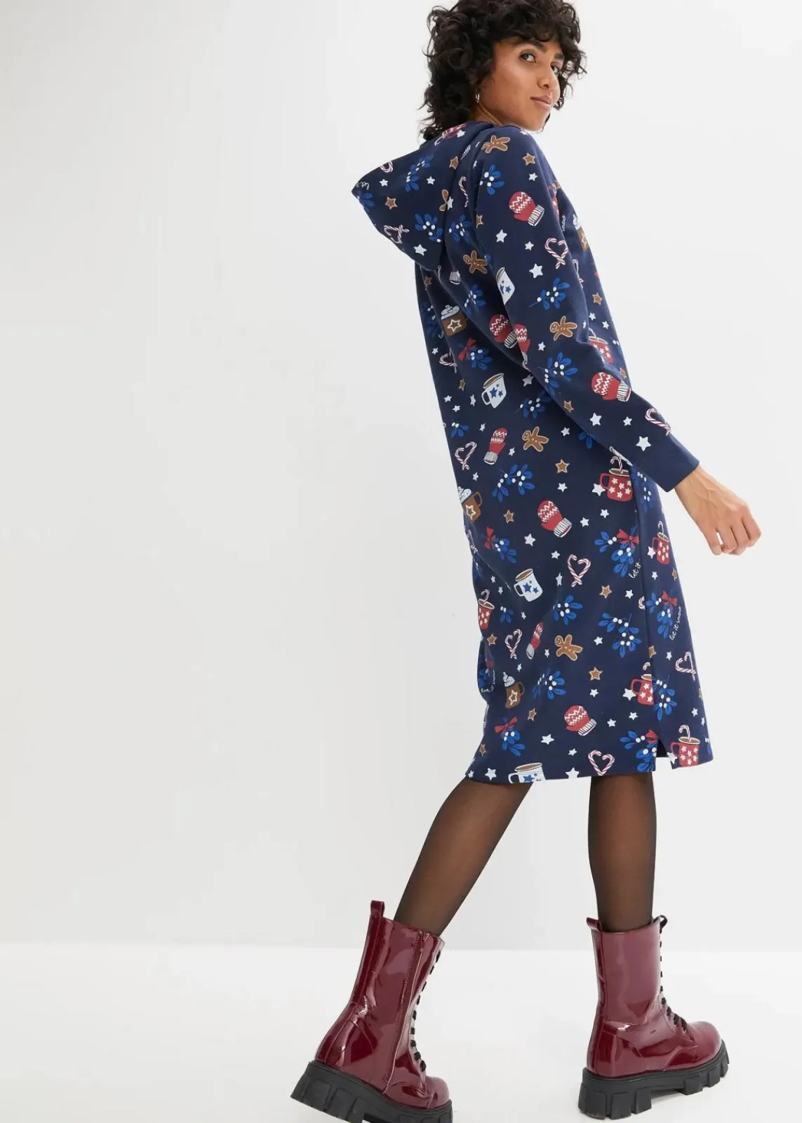 bonprix Kleider|Sweat|Sweatkleid aus Baumwoll-Mix dunkelblau