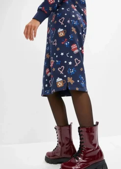 bonprix Kleider|Sweat|Sweatkleid aus Baumwoll-Mix dunkelblau