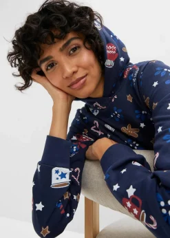 bonprix Kleider|Sweat|Sweatkleid aus Baumwoll-Mix dunkelblau