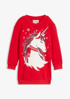 bonprix Mädchen 2-8 Jahre·Nachhaltigere Materialien|Mädchen 9-16 Jahre·Nachhaltigere Materialien|Sweatkleid aus reiner Baumwolle erdbeere