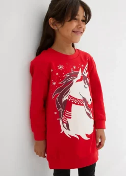 bonprix Mädchen 2-8 Jahre·Nachhaltigere Materialien|Mädchen 9-16 Jahre·Nachhaltigere Materialien|Sweatkleid aus reiner Baumwolle erdbeere