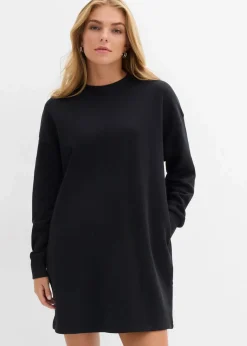 bonprix Sweat|Kleider|Sweatkleid aus reiner Baumwolle schwarz bedruckt