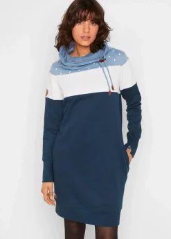 bonprix Bekleidung·Blusen & Tuniken|Sweat|Sweatkleid aus reiner Bio-Baumwolle dunkelblau gepunktet