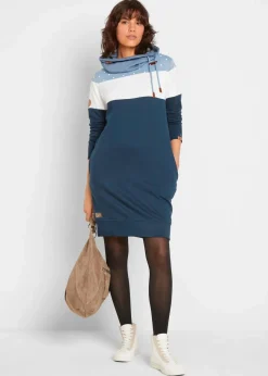 bonprix Bekleidung·Blusen & Tuniken|Sweat|Sweatkleid aus reiner Bio-Baumwolle dunkelblau gepunktet