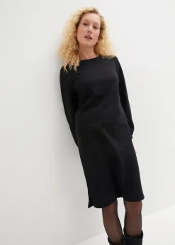bonprix Bekleidung·Blusen & Tuniken|Bekleidung·Pullover & Strickjacken|Sweatkleid mit Ballonärmeln und Schlitz schwarz