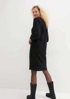 bonprix Bekleidung·Blusen & Tuniken|Bekleidung·Pullover & Strickjacken|Sweatkleid mit Ballonärmeln und Schlitz schwarz