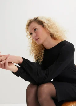 bonprix Bekleidung·Blusen & Tuniken|Bekleidung·Pullover & Strickjacken|Sweatkleid mit Ballonärmeln und Schlitz schwarz