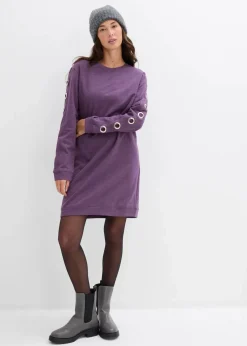 bonprix Bekleidung·Blusen & Tuniken|Bekleidung·Pullover & Strickjacken|Sweatkleid mit Ösen weinbeere