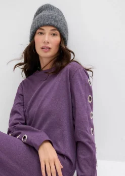 bonprix Bekleidung·Blusen & Tuniken|Bekleidung·Pullover & Strickjacken|Sweatkleid mit Ösen weinbeere