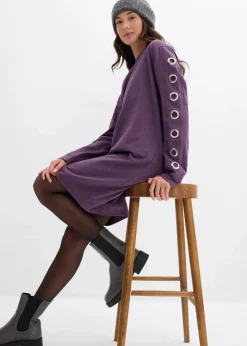 bonprix Bekleidung·Blusen & Tuniken|Bekleidung·Pullover & Strickjacken|Sweatkleid mit Ösen weinbeere