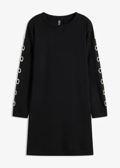 bonprix Kleider|Sweat|Sweatkleid mit Ösen schwarz