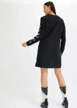 bonprix Kleider|Sweat|Sweatkleid mit Ösen schwarz