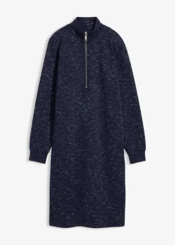 bonprix Kleider|Sweat|Sweatkleid mit Troyer dunkelblau