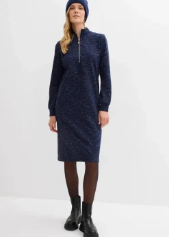 bonprix Kleider|Sweat|Sweatkleid mit Troyer dunkelblau