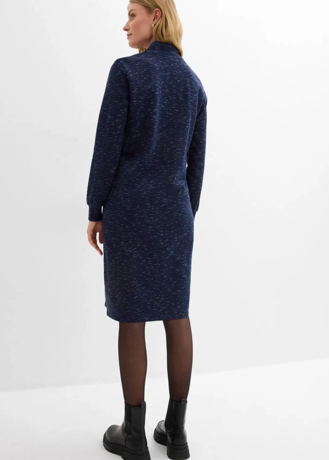 bonprix Kleider|Sweat|Sweatkleid mit Troyer dunkelblau