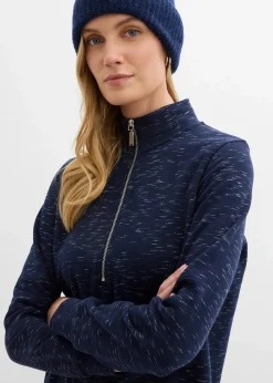 bonprix Kleider|Sweat|Sweatkleid mit Troyer dunkelblau