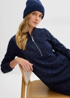 bonprix Kleider|Sweat|Sweatkleid mit Troyer dunkelblau