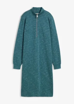 bonprix Bekleidung·Blusen & Tuniken|Bekleidung·Pullover & Strickjacken|Sweatkleid mit Troyer pfeffergrün