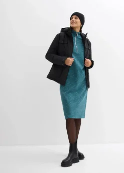 bonprix Bekleidung·Blusen & Tuniken|Bekleidung·Pullover & Strickjacken|Sweatkleid mit Troyer pfeffergrün