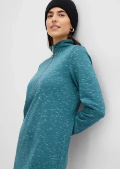 bonprix Bekleidung·Blusen & Tuniken|Bekleidung·Pullover & Strickjacken|Sweatkleid mit Troyer pfeffergrün