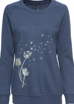 bonprix Bekleidung·Blusen & Tuniken|Sweat|Sweatshirt indigo meliert bedruckt