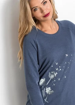 bonprix Bekleidung·Blusen & Tuniken|Sweat|Sweatshirt indigo meliert bedruckt