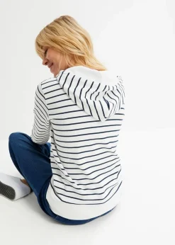bonprix Bekleidung·Blusen & Tuniken|Sweat|Sweatshirt weiß/dunkelblau gestreift