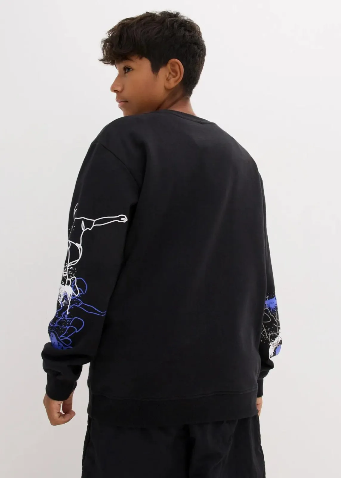 bonprix Jungen 9-16 Jahre·Bademode|Jungen 9-16 Jahre·Sweat & Strick|Sweatshirt aus reiner Bio-Baumwolle schwarz bedruckt