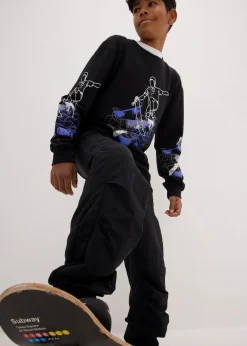 bonprix Jungen 9-16 Jahre·Bademode|Jungen 9-16 Jahre·Sweat & Strick|Sweatshirt aus reiner Bio-Baumwolle schwarz bedruckt