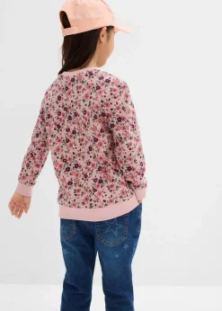 bonprix Mädchen 2-8 Jahre·Nachhaltigere Materialien|Mädchen 9-16 Jahre·Nachhaltigere Materialien|Sweatshirt aus reiner Bio-Baumwolle (2er Pack) wollweiß+aschrosa geblümt