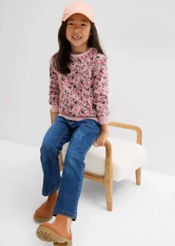 bonprix Mädchen 2-8 Jahre·Nachhaltigere Materialien|Mädchen 9-16 Jahre·Nachhaltigere Materialien|Sweatshirt aus reiner Bio-Baumwolle (2er Pack) wollweiß+aschrosa geblümt