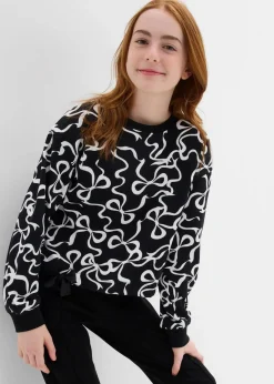 bonprix Mädchen 9-16 Jahre·Sweat & Strick|Mädchen 2-8 Jahre·Nachhaltigere Materialien|Sweatshirt aus reiner Bio-Baumwolle schwarz/weiß bedruckt