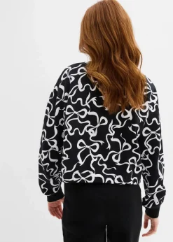 bonprix Mädchen 9-16 Jahre·Sweat & Strick|Mädchen 2-8 Jahre·Nachhaltigere Materialien|Sweatshirt aus reiner Bio-Baumwolle schwarz/weiß bedruckt
