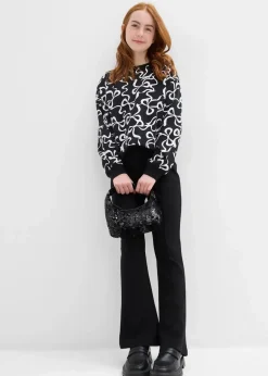 bonprix Mädchen 9-16 Jahre·Sweat & Strick|Mädchen 2-8 Jahre·Nachhaltigere Materialien|Sweatshirt aus reiner Bio-Baumwolle schwarz/weiß bedruckt