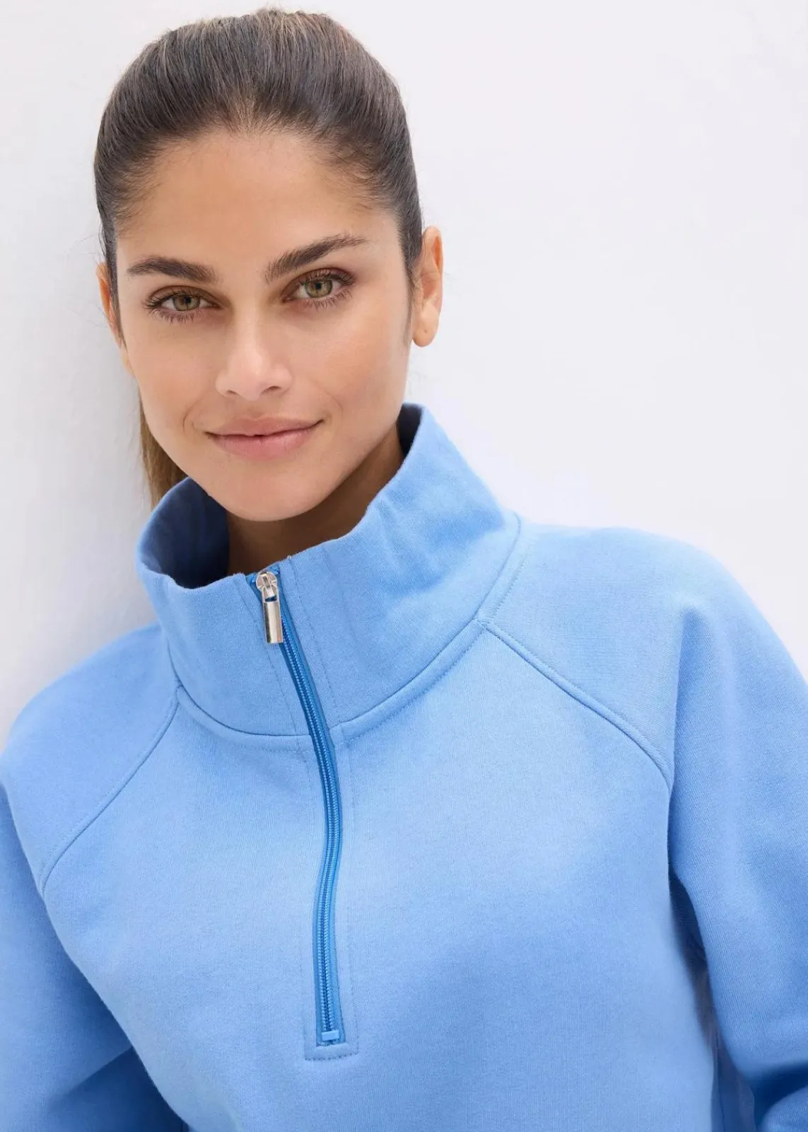 bonprix Bekleidung·Röcke|Bekleidung·Blusen & Tuniken|Sweatshirt aus reiner Bio-Baumwolle mittelblau