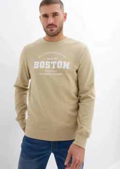 bonprix Sweat|Große Größen|Sweatshirt aus reiner Bio-Baumwolle (2er Pack) rauchblau+rauchkhaki bedruckt