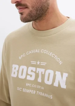 bonprix Sweat|Große Größen|Sweatshirt aus reiner Bio-Baumwolle (2er Pack) rauchblau+rauchkhaki bedruckt