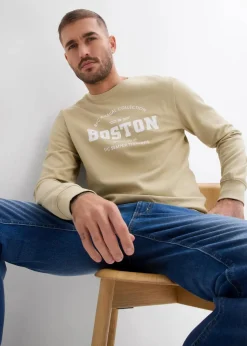 bonprix Sweat|Große Größen|Sweatshirt aus reiner Bio-Baumwolle (2er Pack) rauchblau+rauchkhaki bedruckt