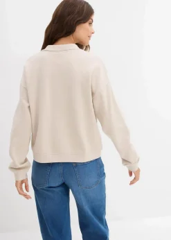 bonprix Sweat|Basics|Sweatshirt aus reiner Bio-Baumwolle beige