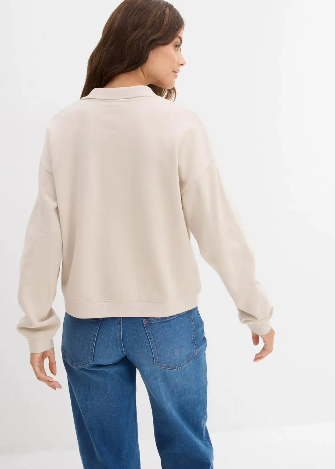 bonprix Sweat|Basics|Sweatshirt aus reiner Bio-Baumwolle beige