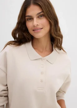 bonprix Sweat|Basics|Sweatshirt aus reiner Bio-Baumwolle beige