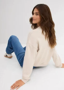 bonprix Sweat|Basics|Sweatshirt aus reiner Bio-Baumwolle beige