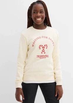 bonprix Mädchen 9-16 Jahre·Sweat & Strick|Mädchen 2-8 Jahre·Nachhaltigere Materialien|Sweatshirt aus reiner Bio-Baumwolle naturbeige/lavarot