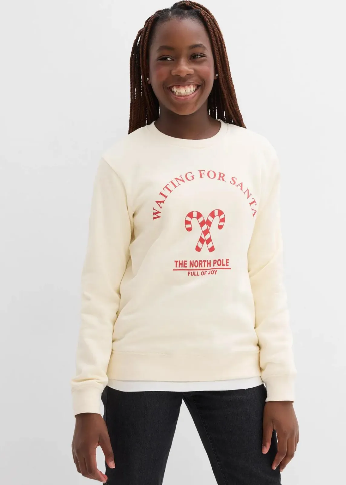 bonprix Mädchen 9-16 Jahre·Sweat & Strick|Mädchen 2-8 Jahre·Nachhaltigere Materialien|Sweatshirt aus reiner Bio-Baumwolle naturbeige/lavarot