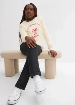bonprix Mädchen 9-16 Jahre·Sweat & Strick|Mädchen 2-8 Jahre·Nachhaltigere Materialien|Sweatshirt aus reiner Bio-Baumwolle naturbeige/lavarot